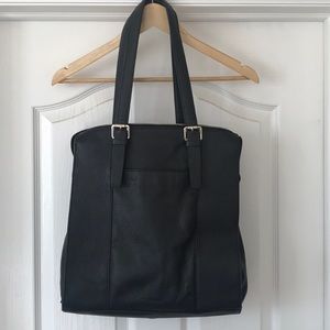 BANANA REPUBLIC black leather bag leopard print